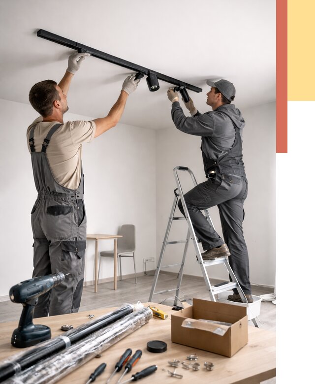 Установка трековых светильников в натяжной потолок в Димитровграде от 4327 руб. | ОТДЕЛОЧНИК-Дмт