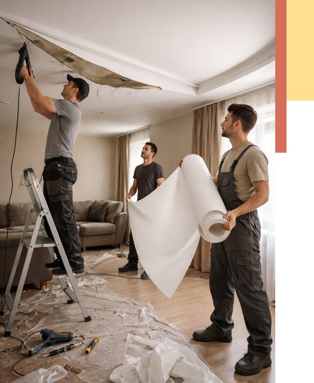 Замена полотна натяжного потолка в Димитровграде от 9788 руб. быстро и недорого | ОТДЕЛОЧНИК-Дмт