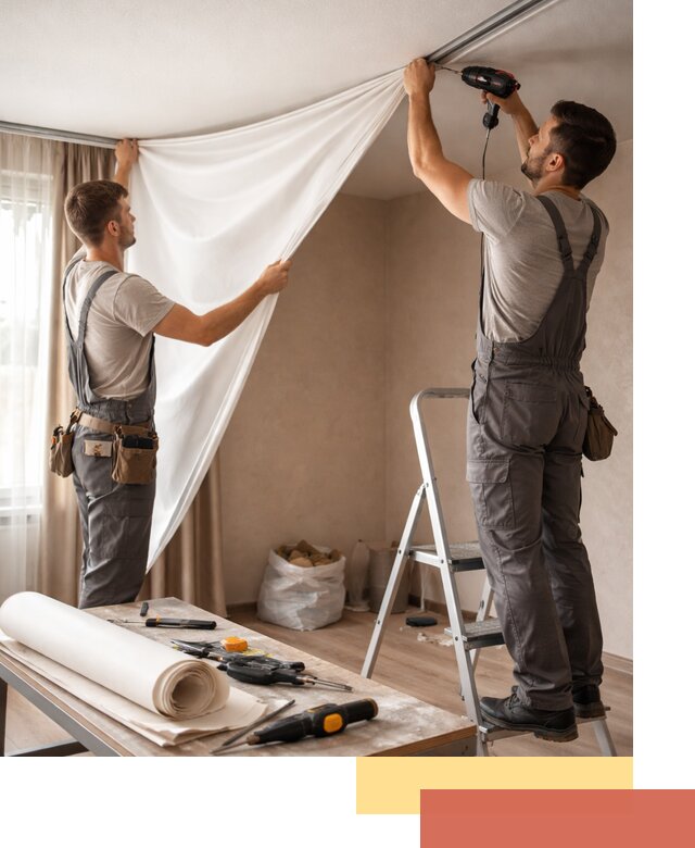 Замена полотна натяжного потолка в Димитровграде быстро и качественно