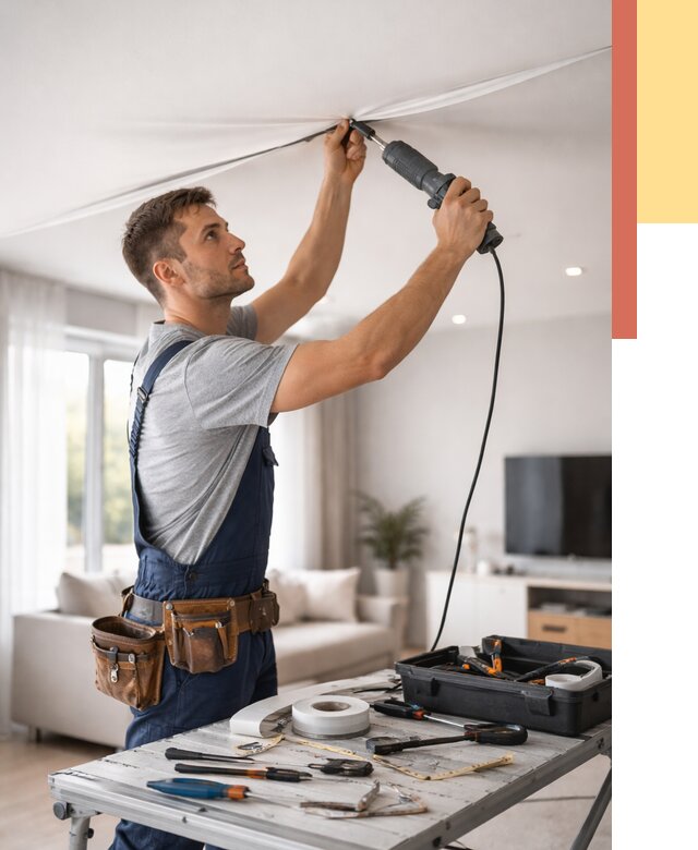 Ремонт натяжных потолков в Димитровграде от 9788 руб. под ключ — ОТДЕЛОЧНИК-Дмт