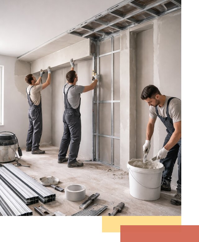 Монтаж потолка из гипсокартона с нишей в Димитровграде