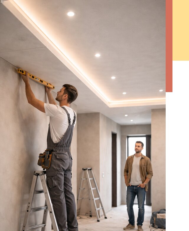 Потолок из гипсокартона с подсветкой в Димитровграде от 773 руб./м2 под ключ | ОТДЕЛОЧНИК-Дмт