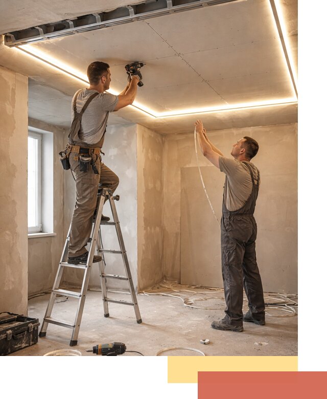 Потолок из гипсокартона с подсветкой в Димитровграде