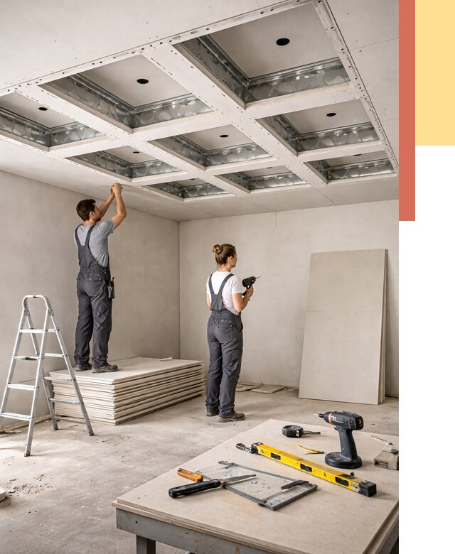 Кессонный потолок из гипсокартона в Димитровграде от 1906 руб. — монтаж и под ключ | ОТДЕЛОЧНИК-Дмт