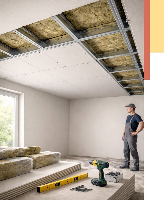 Звукоизоляция потолка ГКЛ в Димитровграде от 979 руб. — монтаж под ключ | ОТДЕЛОЧНИК-Дмт